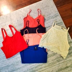 Elegant Women's Tank Tops Set - Red, Coral, Black, Navy, Cream.  Like New!